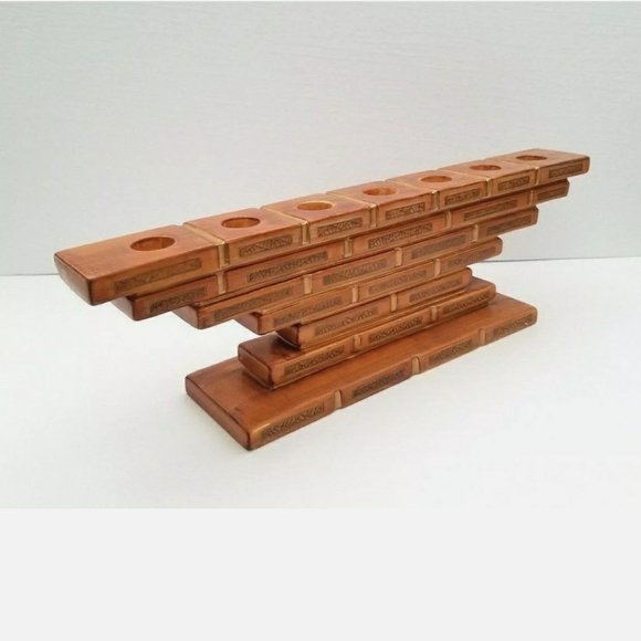 Ceramic 7 Candles Jewish Temple Menorah - Picture 2 of 6